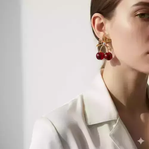 Cherry Bloom Luxurious Gold Fruit Earrings 3D print model Cherry Bloom Luxurious Gold Fruit Earrings 3D print model