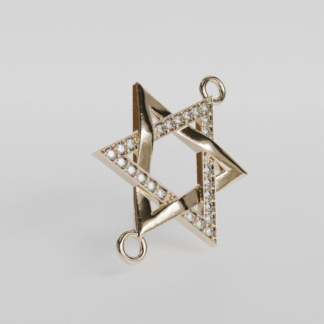 six-pointed star pendant 3D print model_1