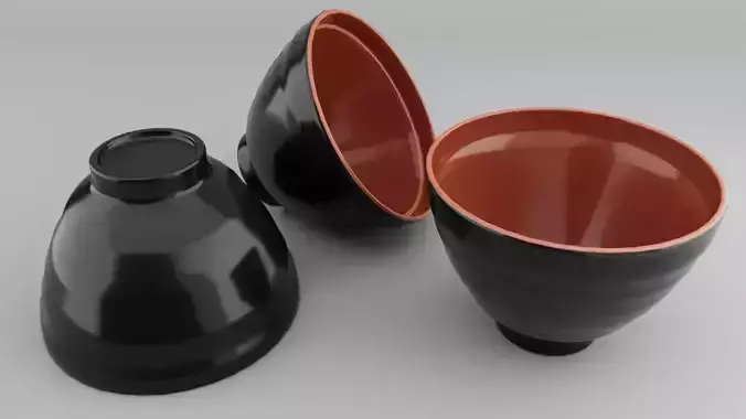Black-Orange Japanese-Style Soup Bowl - No Lid