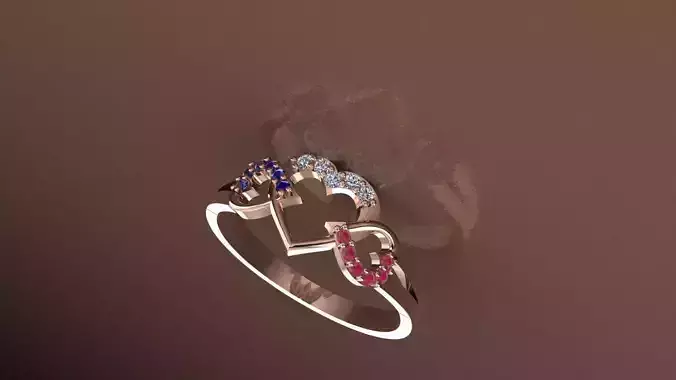 Hearts ring 3D print model