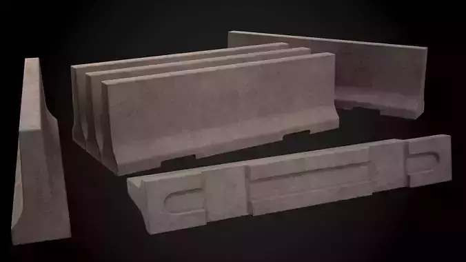 Simple concrete barricade Free low-poly 3D model
