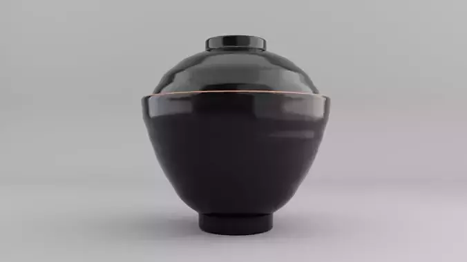 Black-orange Japanese-style Soup Bowl with Lid