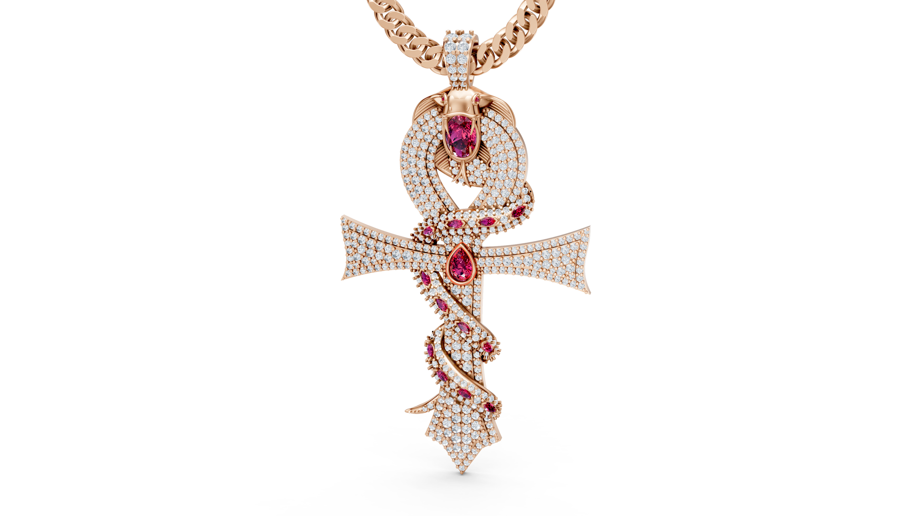 DIAMOND CROSS SNAKE PENDANT NECKLACE 3dmodel 3D print model 3D print model_3