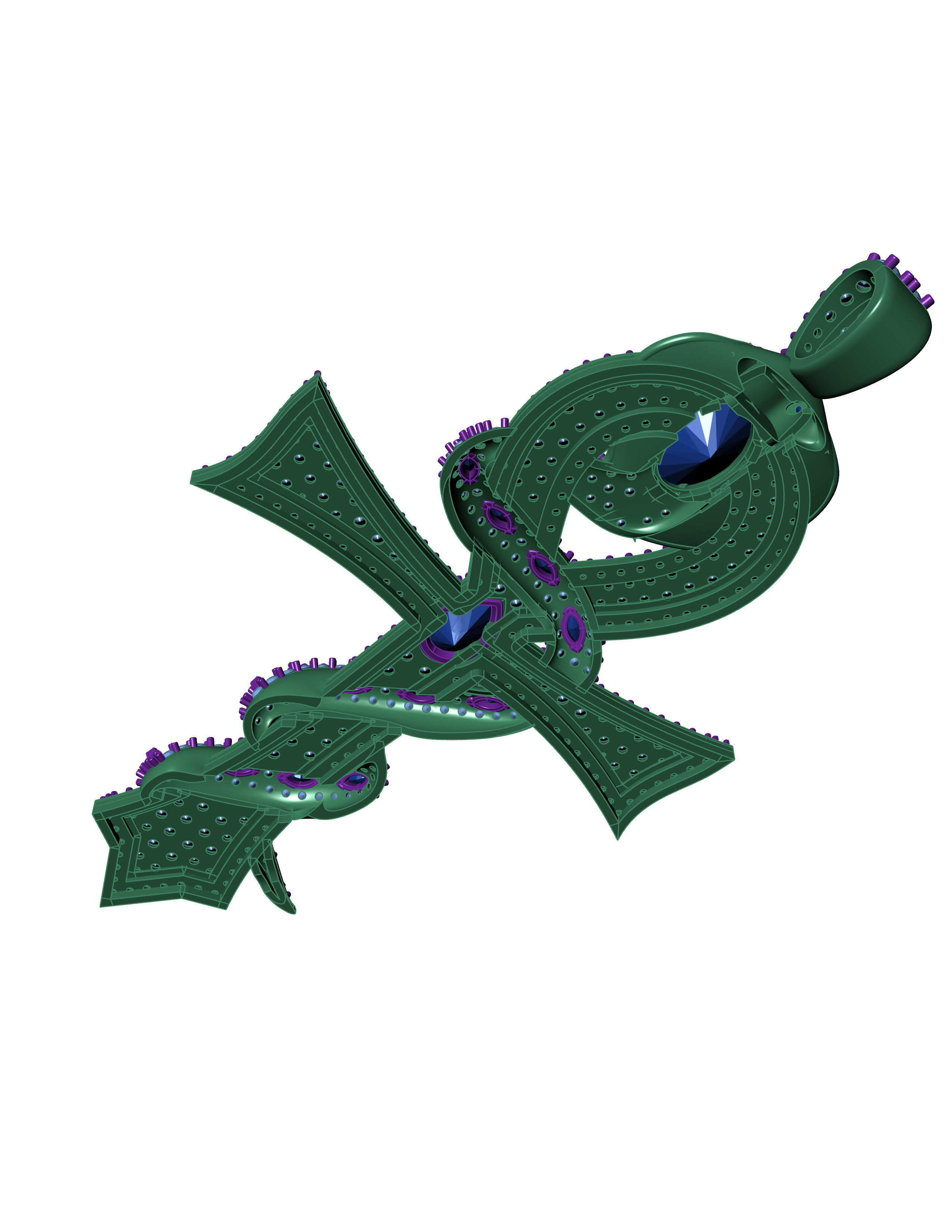 DIAMOND CROSS SNAKE PENDANT NECKLACE 3dmodel 3D print model 3D print model_8