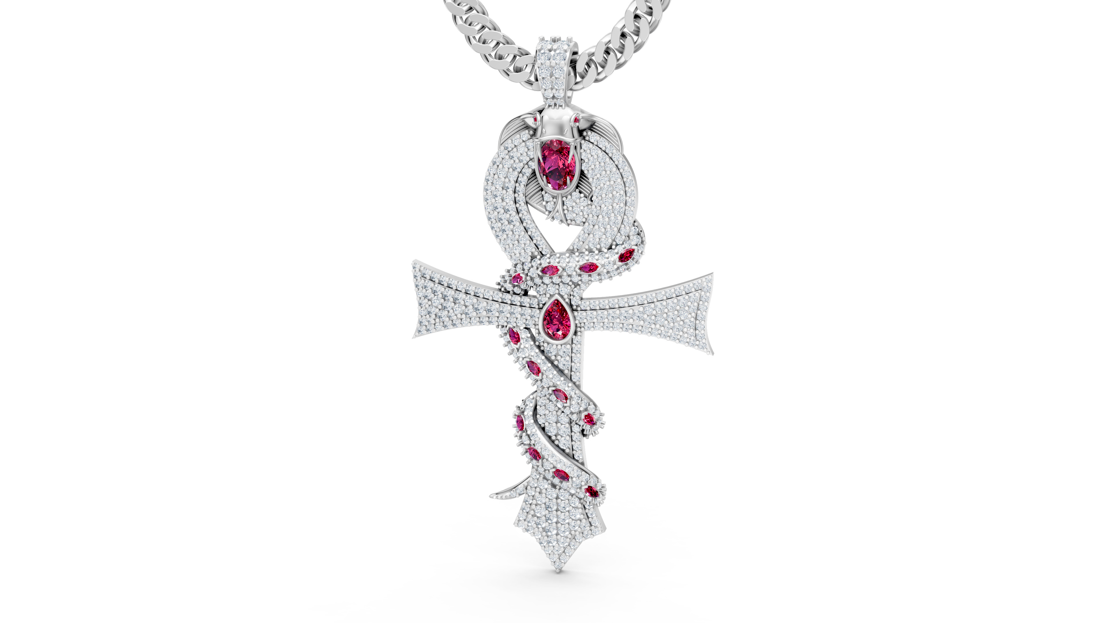 DIAMOND CROSS SNAKE PENDANT NECKLACE 3dmodel 3D print model 3D print model_1