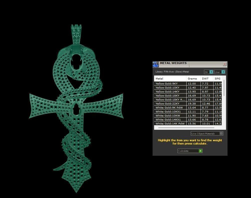 DIAMOND CROSS SNAKE PENDANT NECKLACE 3dmodel 3D print model 3D print model_14