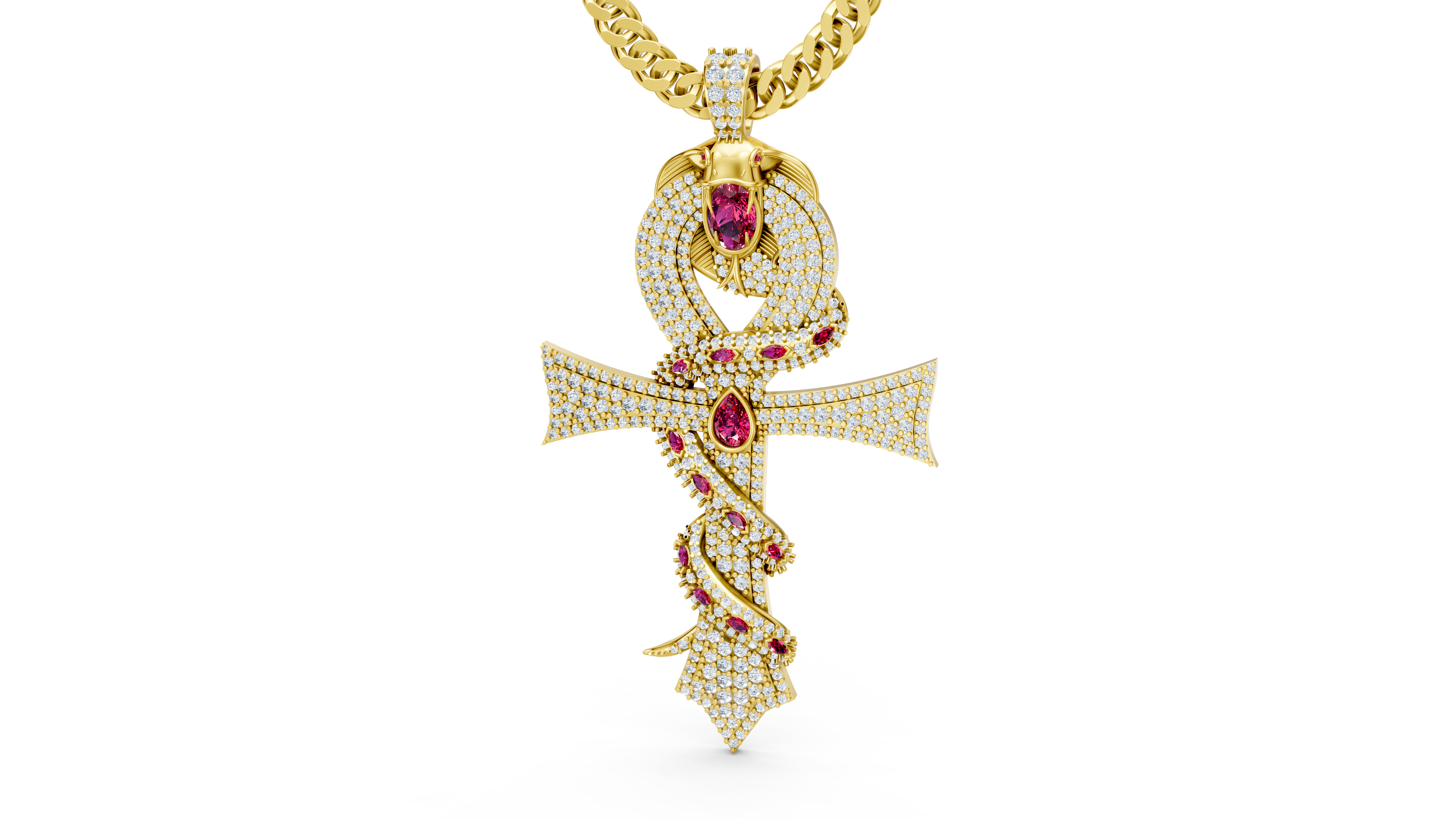 DIAMOND CROSS SNAKE PENDANT NECKLACE 3dmodel 3D print model 3D print model_2