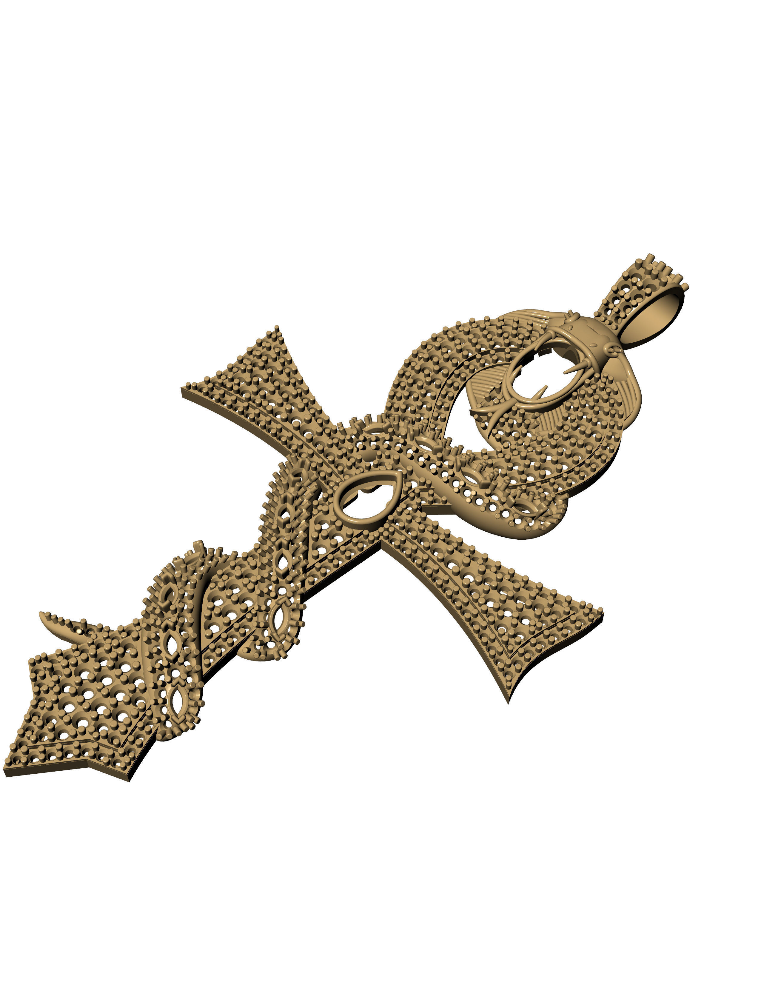 DIAMOND CROSS SNAKE PENDANT NECKLACE 3dmodel 3D print model 3D print model_9