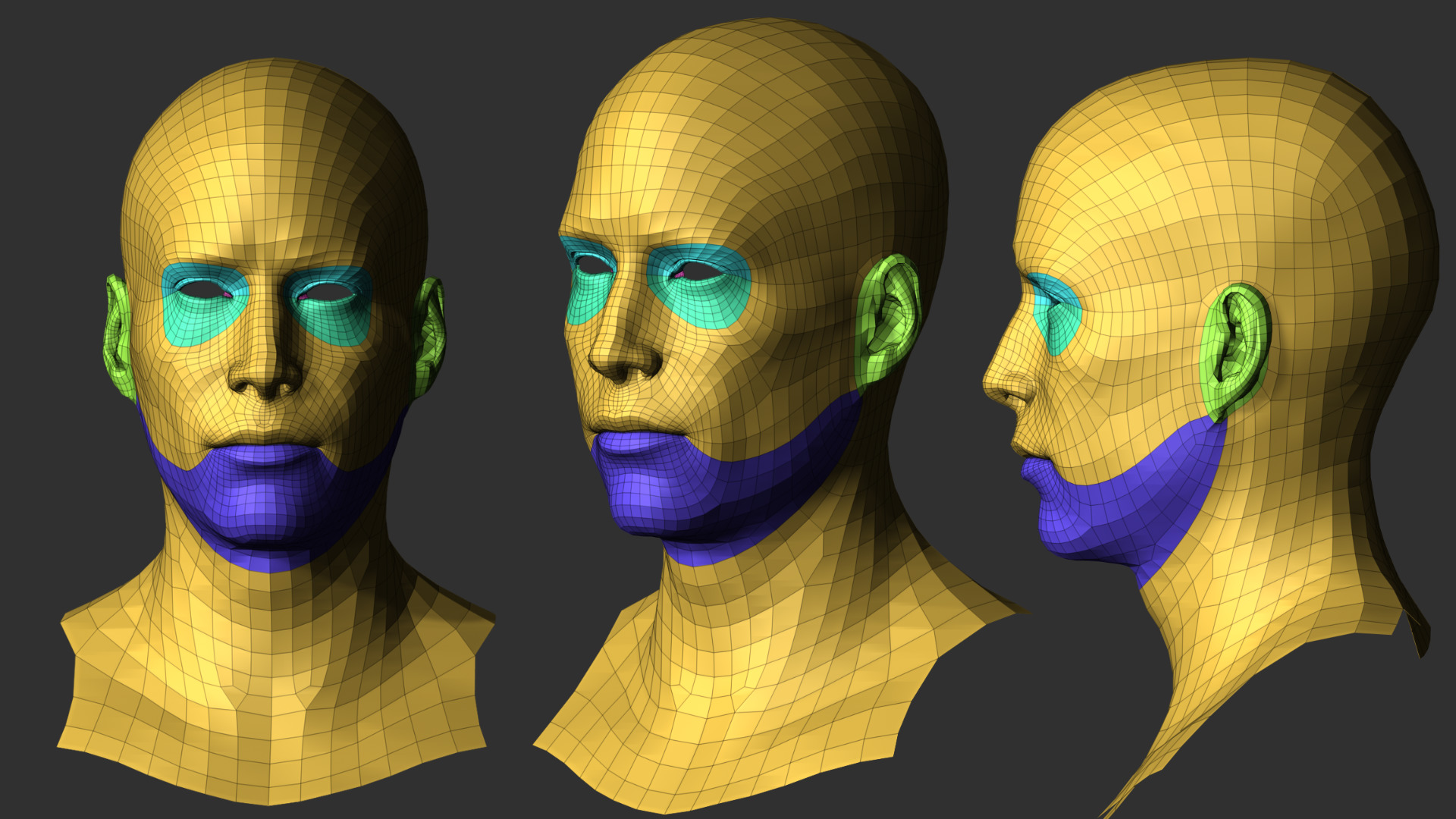 Male Head 3D Base Mesh Realistic with Free Skin pores Burshes Low-poly 3D model_4