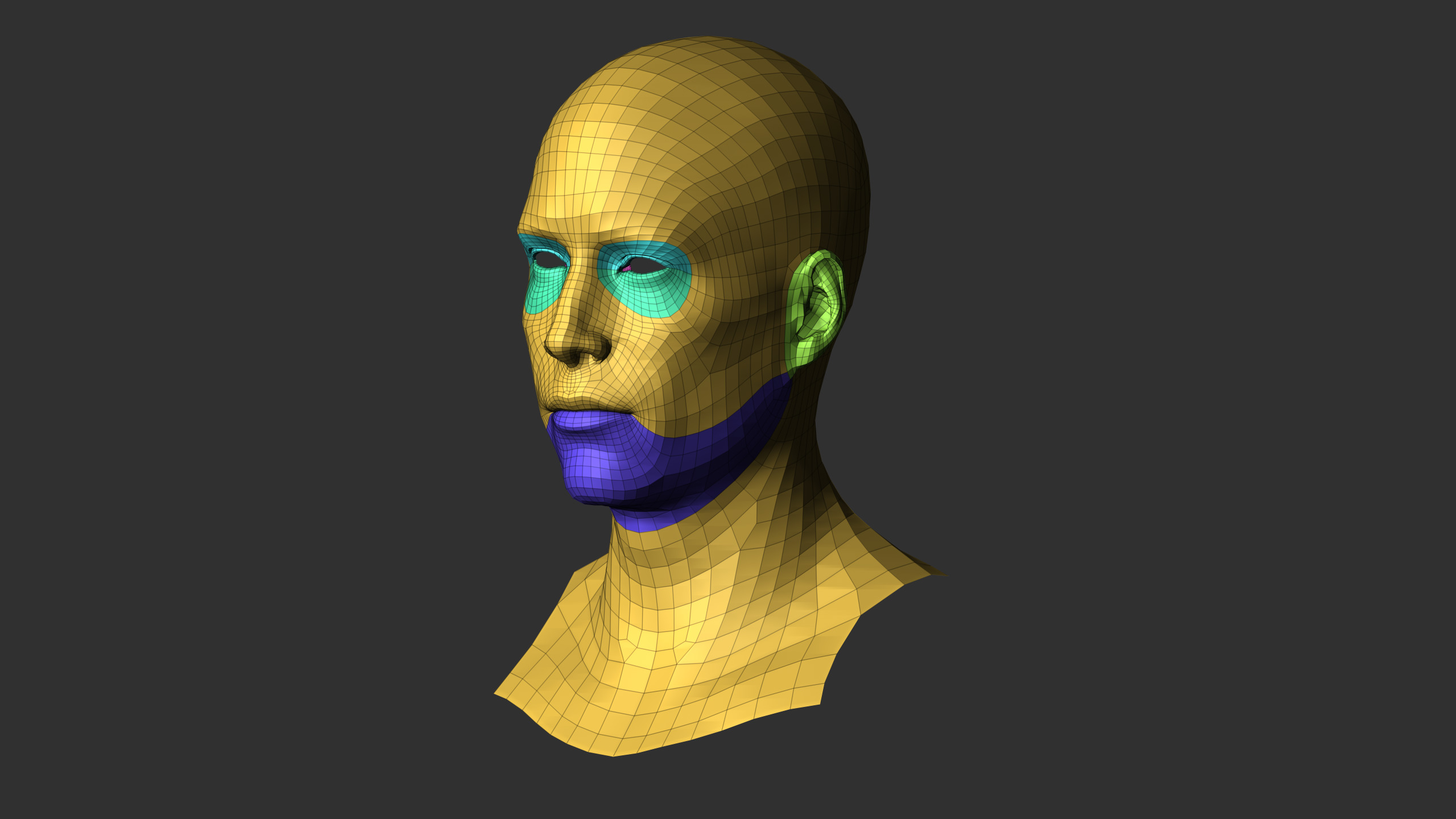Male Head 3D Base Mesh Realistic with Free Skin pores Burshes Low-poly 3D model_8