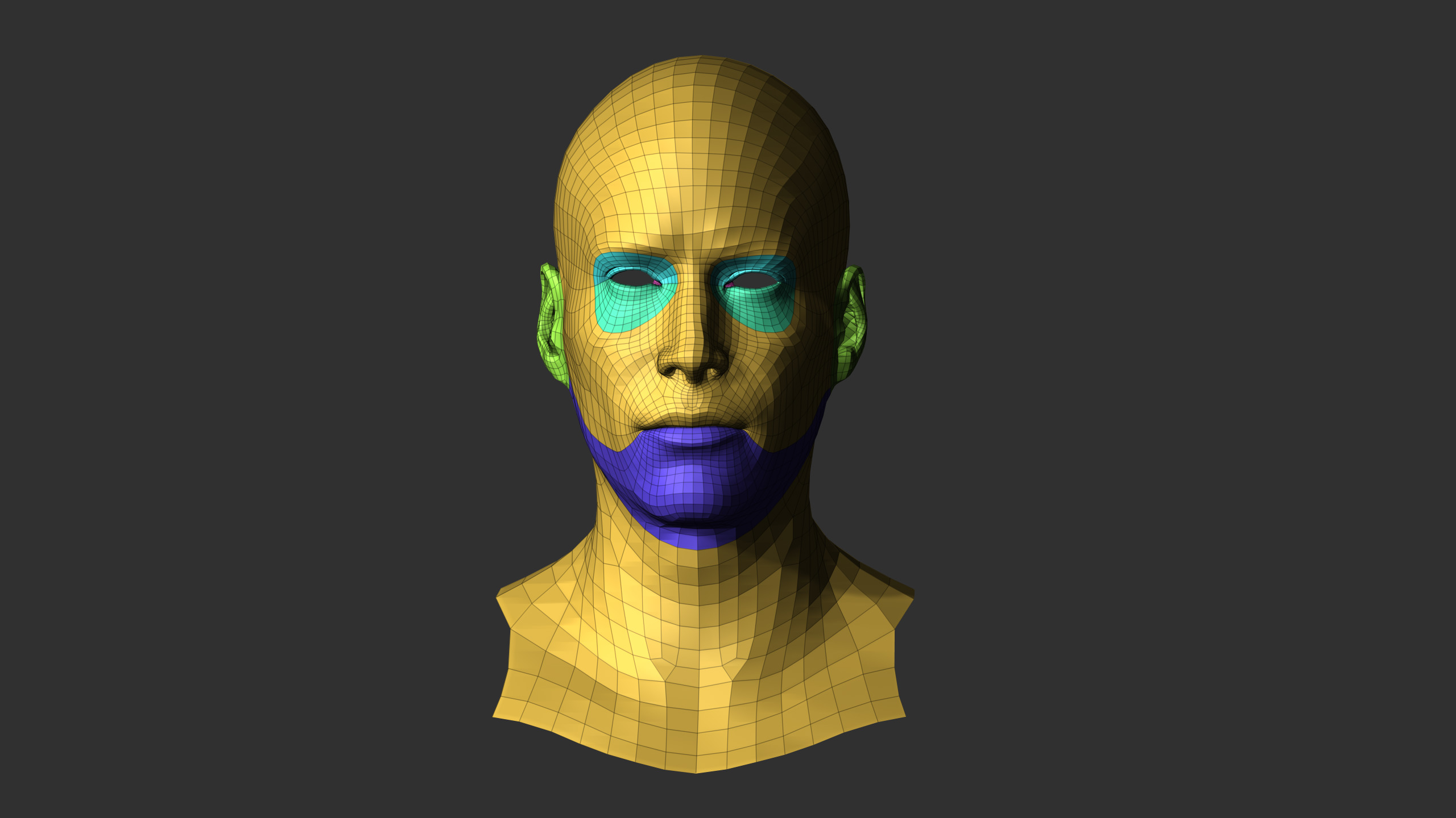Male Head 3D Base Mesh Realistic with Free Skin pores Burshes Low-poly 3D model_9