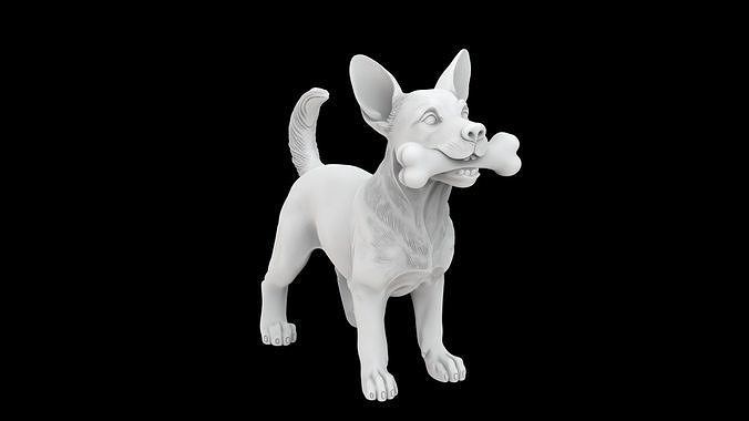 Dog and Bone Sculpture 3D 3D print model