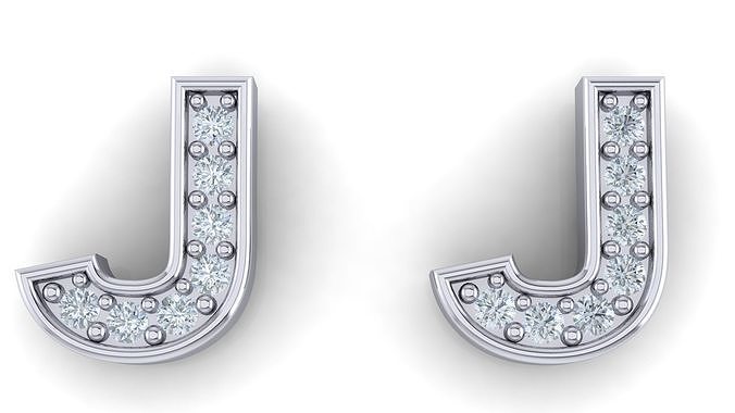 Alphabet Earrings letter J 3D print model