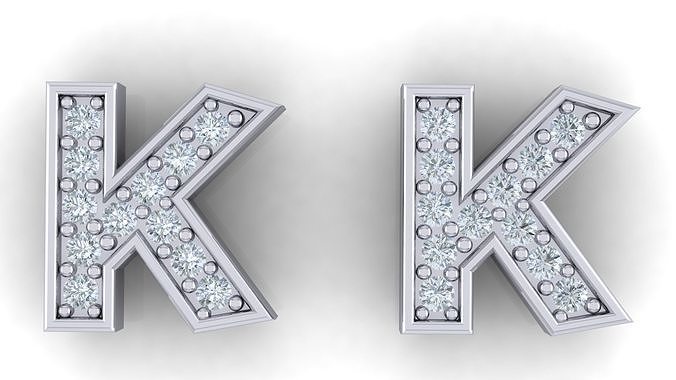Alphabet Earrings letter K 3D print model