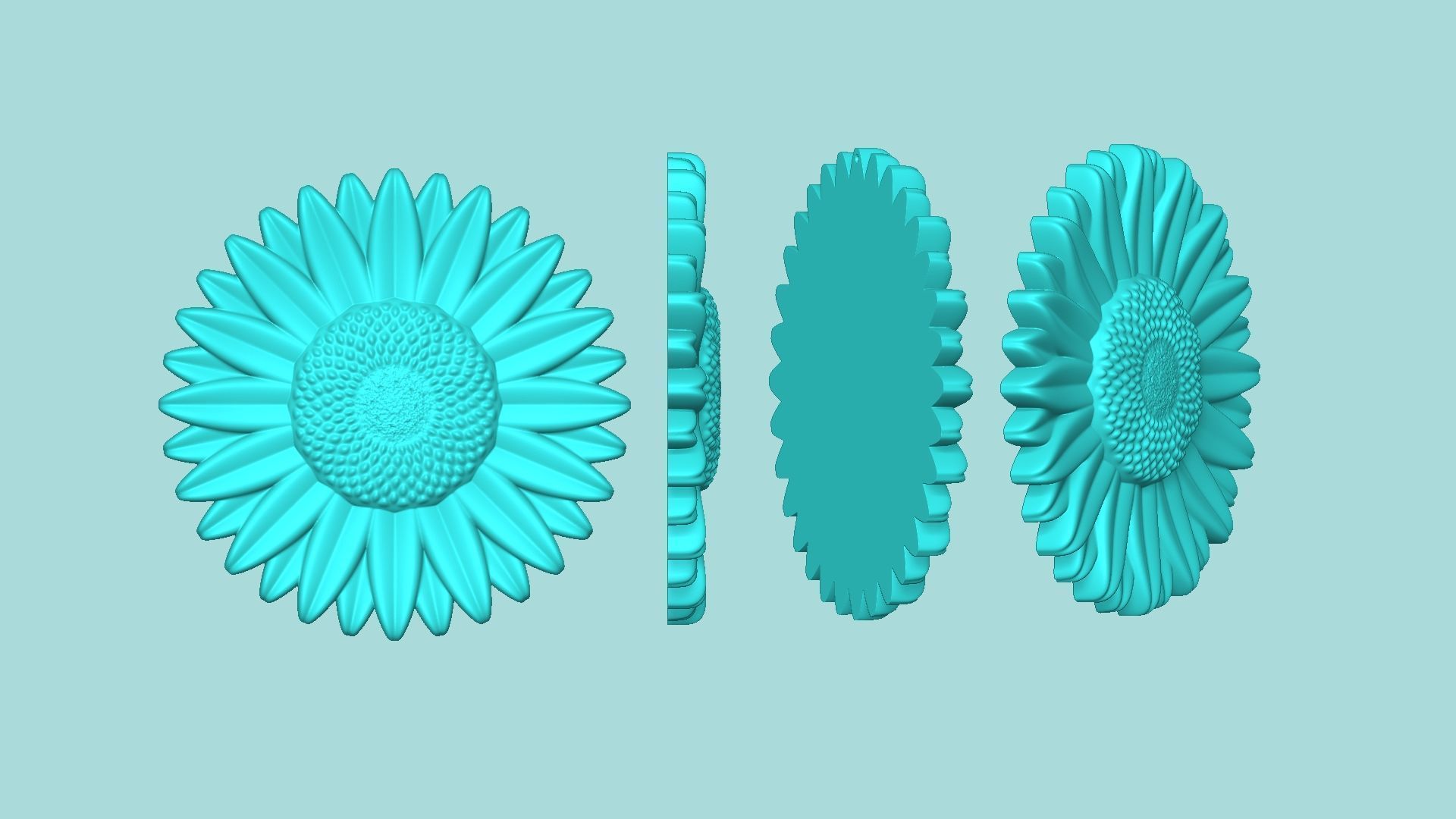Sunflower 09 - Silicone Mold Maker - Template 3D print model_8