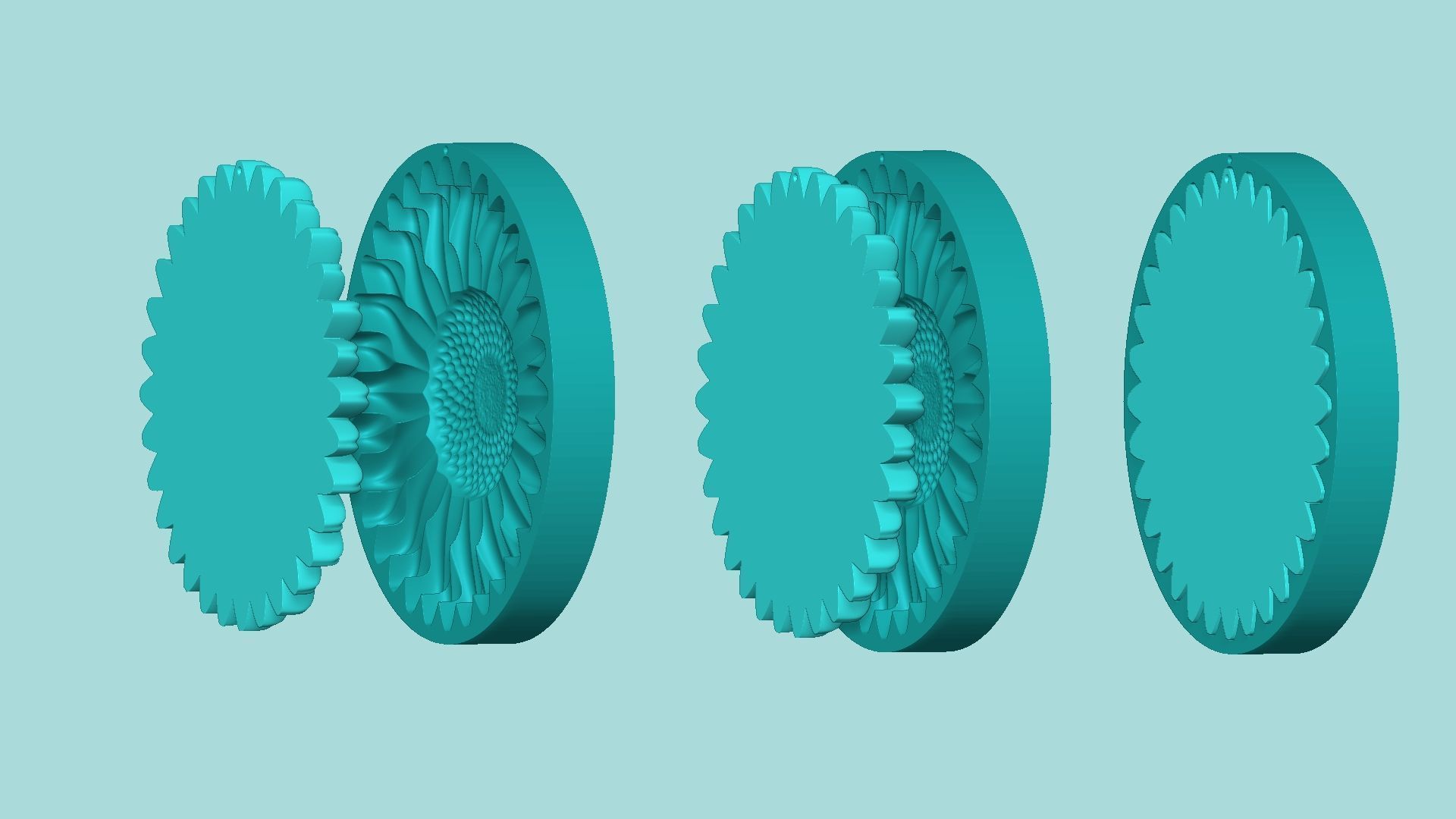 Sunflower 09 - Silicone Mold Maker - Template 3D print model_7