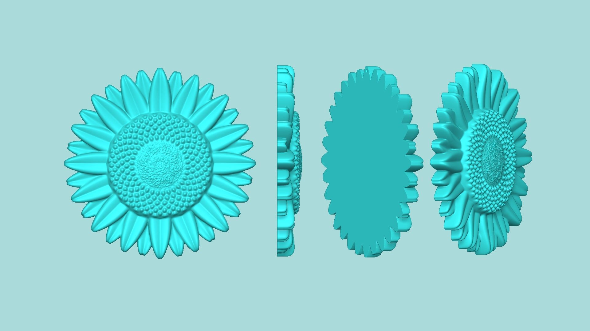 Sunflower 08 - Silicone Mold Maker - Template 3D print model_8