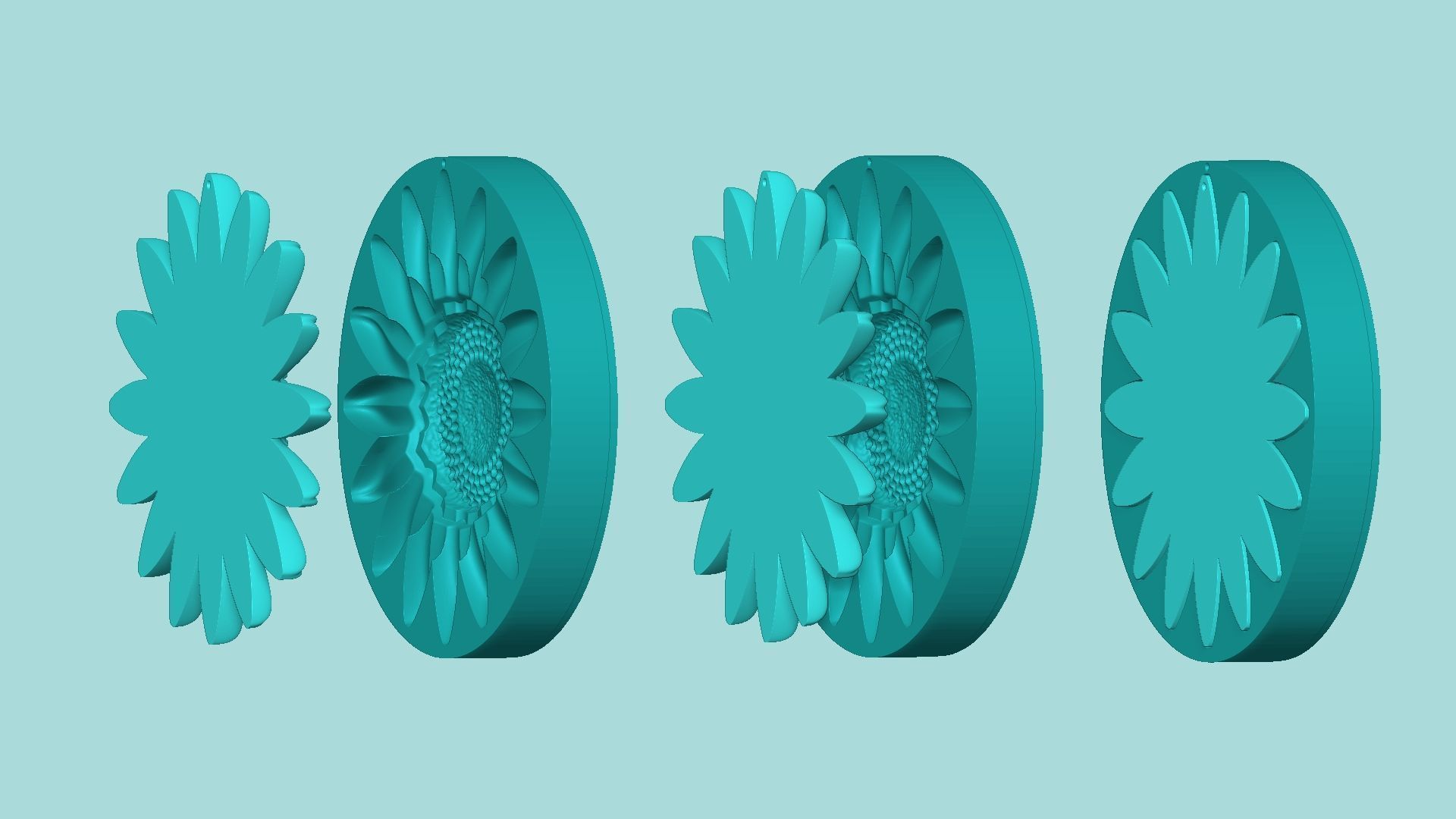 Sunflower 07 - Silicone Mold Maker - Template 3D print model_7