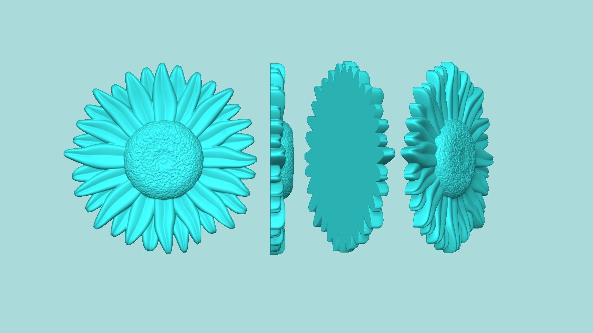 Sunflower 06 - Silicone Mold Maker - Template 3D print model_8
