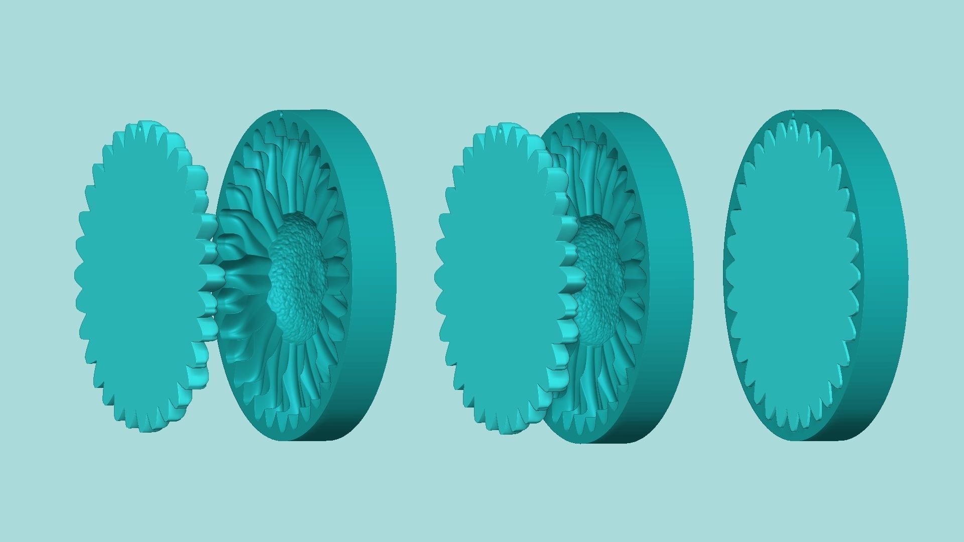 Sunflower 05 - Silicone Mold Maker - Template 3D print model_7