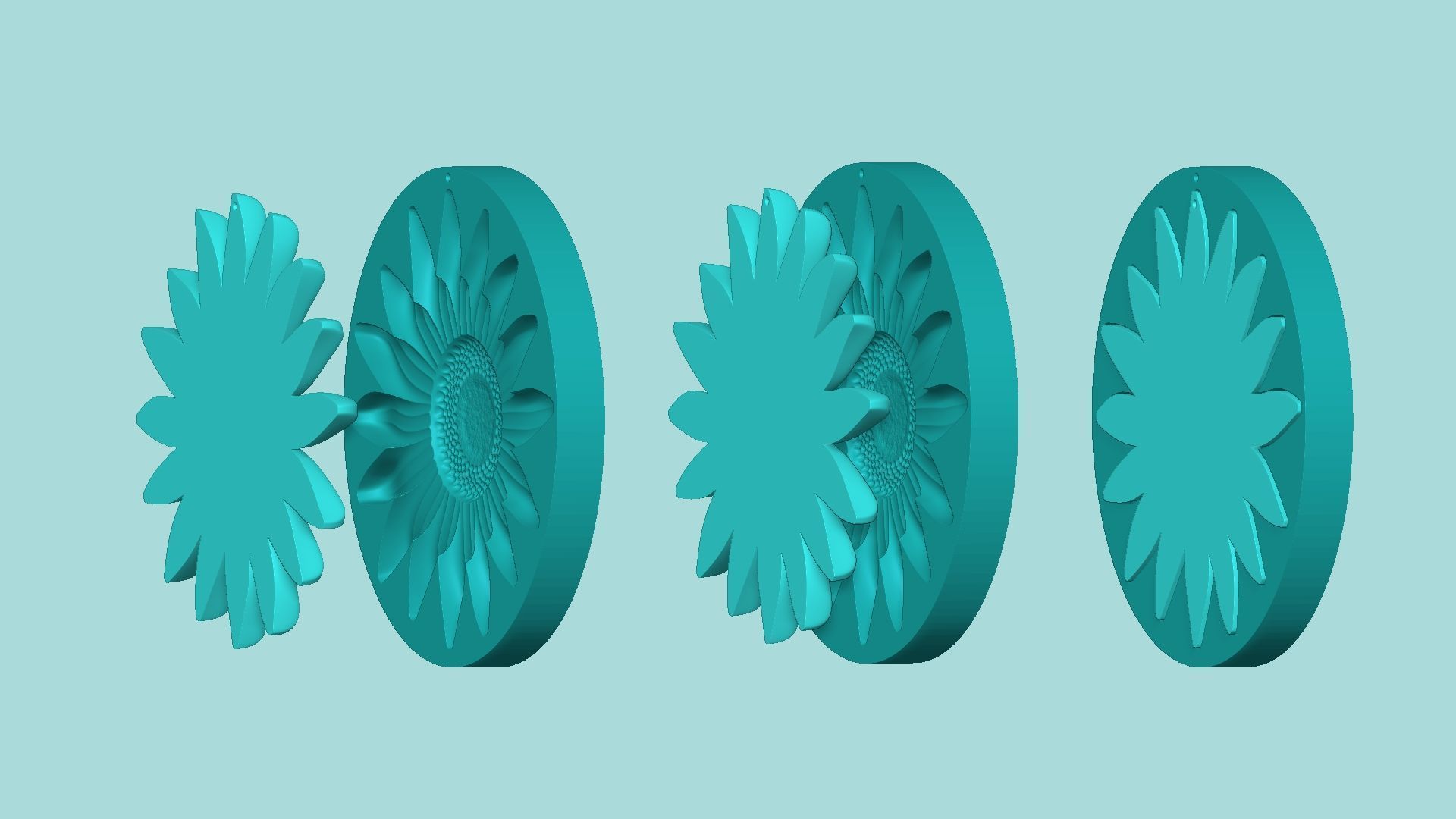 Sunflower 04 - Silicone Mold Maker - Template 3D print model_7