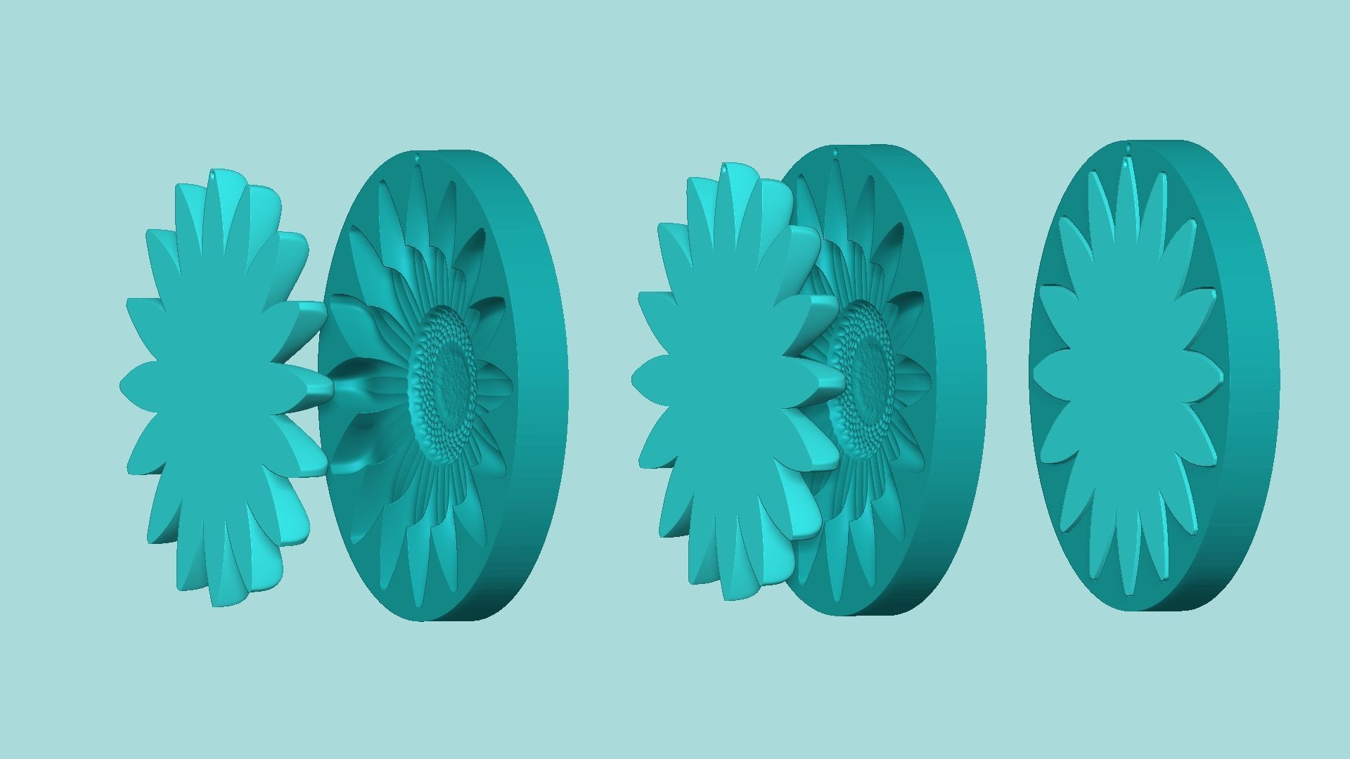 Sunflower 03 - Silicone Mold Maker - Template 3D print model_7