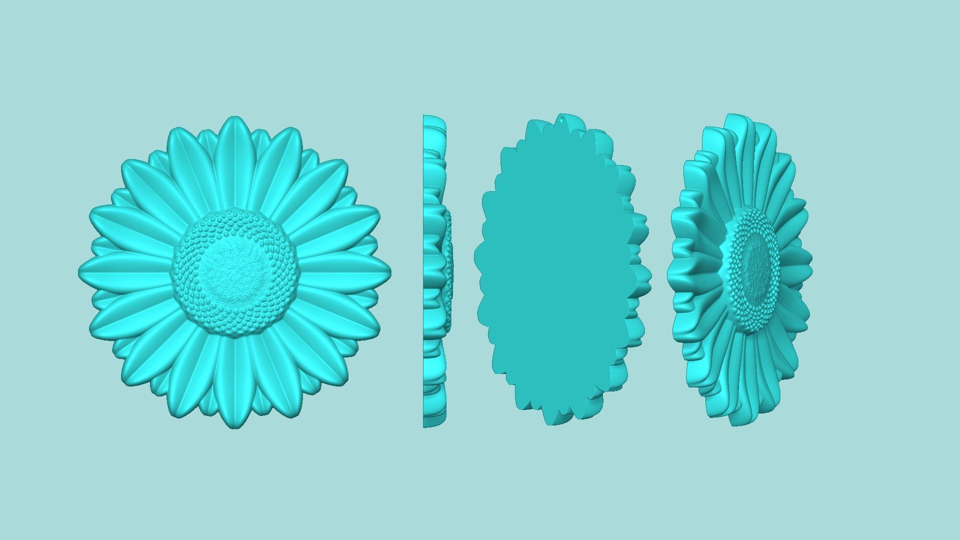 Sunflower 02 - Silicone Mold Maker - Template 3D print model_8