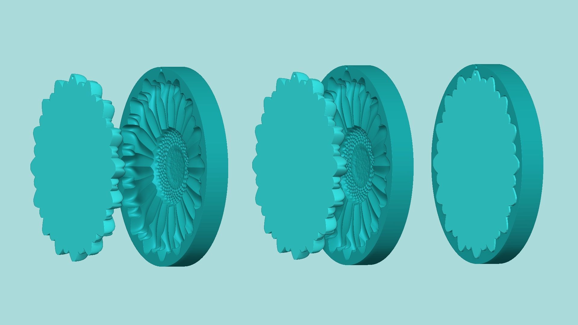 Sunflower 02 - Silicone Mold Maker - Template 3D print model_7