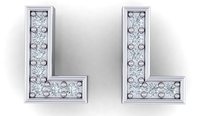 Alphabet Earrings letter L 3D print model