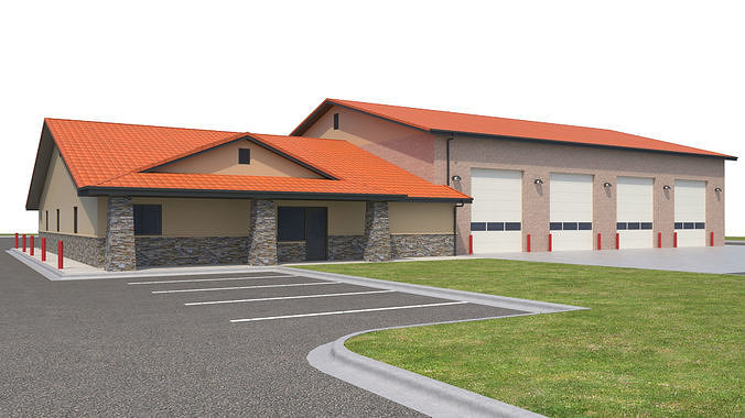 Commercial-037 Fire Station 3D model 2