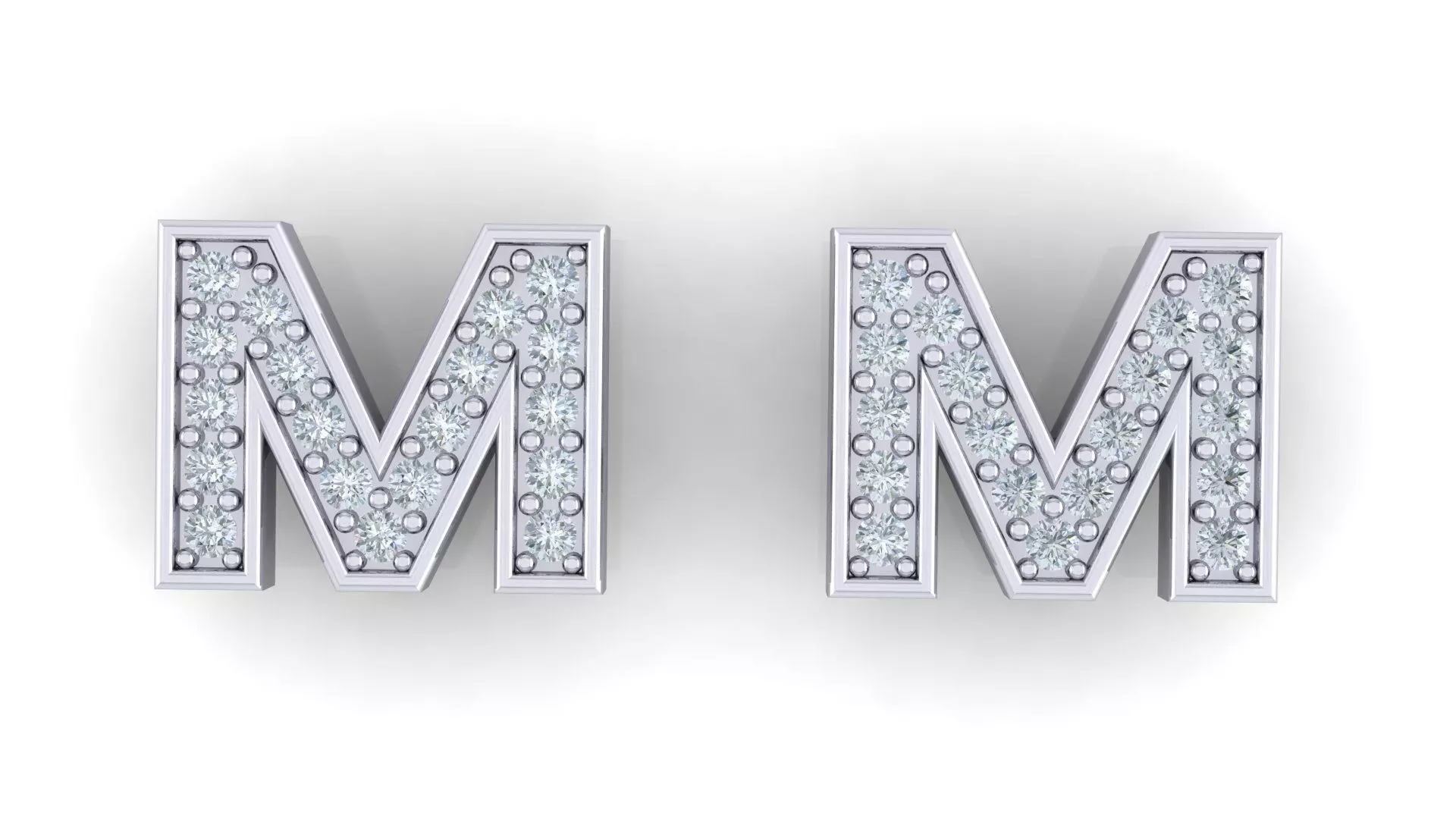 Alphabet Earrings letter M 3D print model