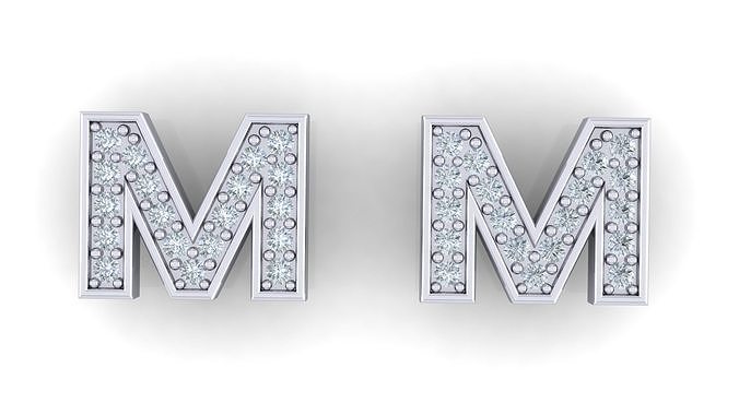Alphabet Earrings letter M 3D print model