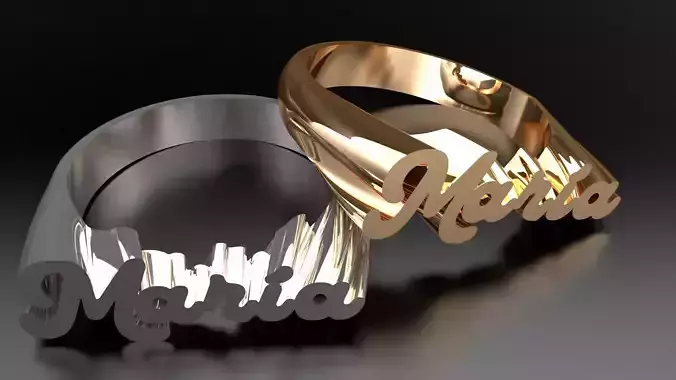 Custom Name Ring 3D Model  Maria  Printable Jewelry STL 