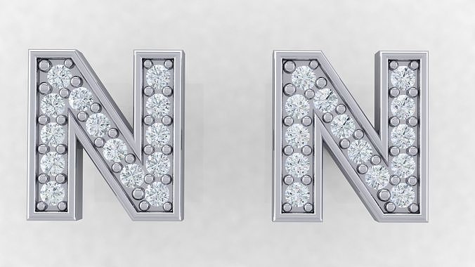 Alphabet Earrings letter N 3D print model