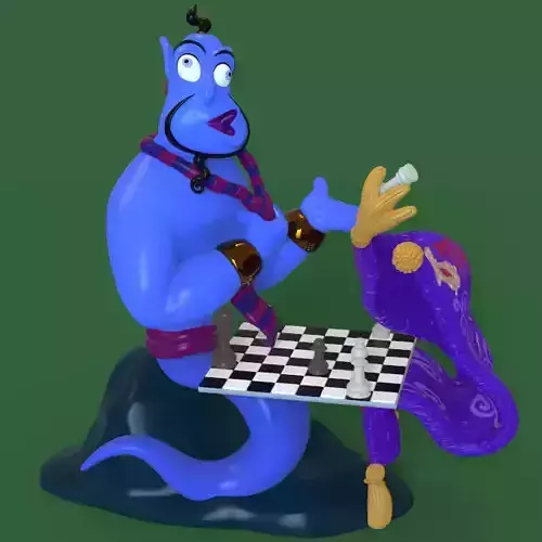 GENIE PLAYING CHESS WITH FLYING CARPET-ALADDIN-PARTS N COMPLETE 3D print model