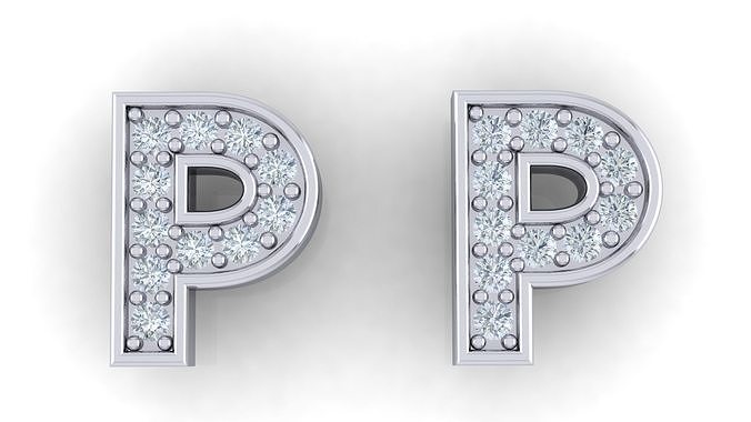 Alphabet Earrings letter P 3D print model
