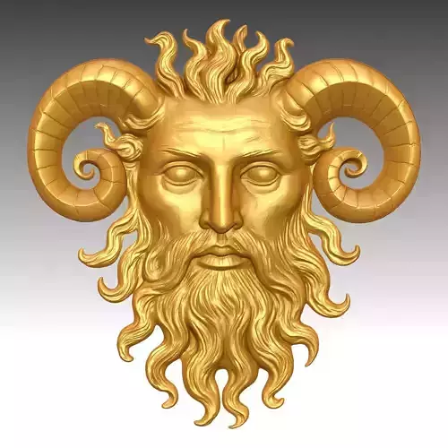 Aries Spirit - Mythical Ram-Horned Deity Wall Sculpture 3D print model