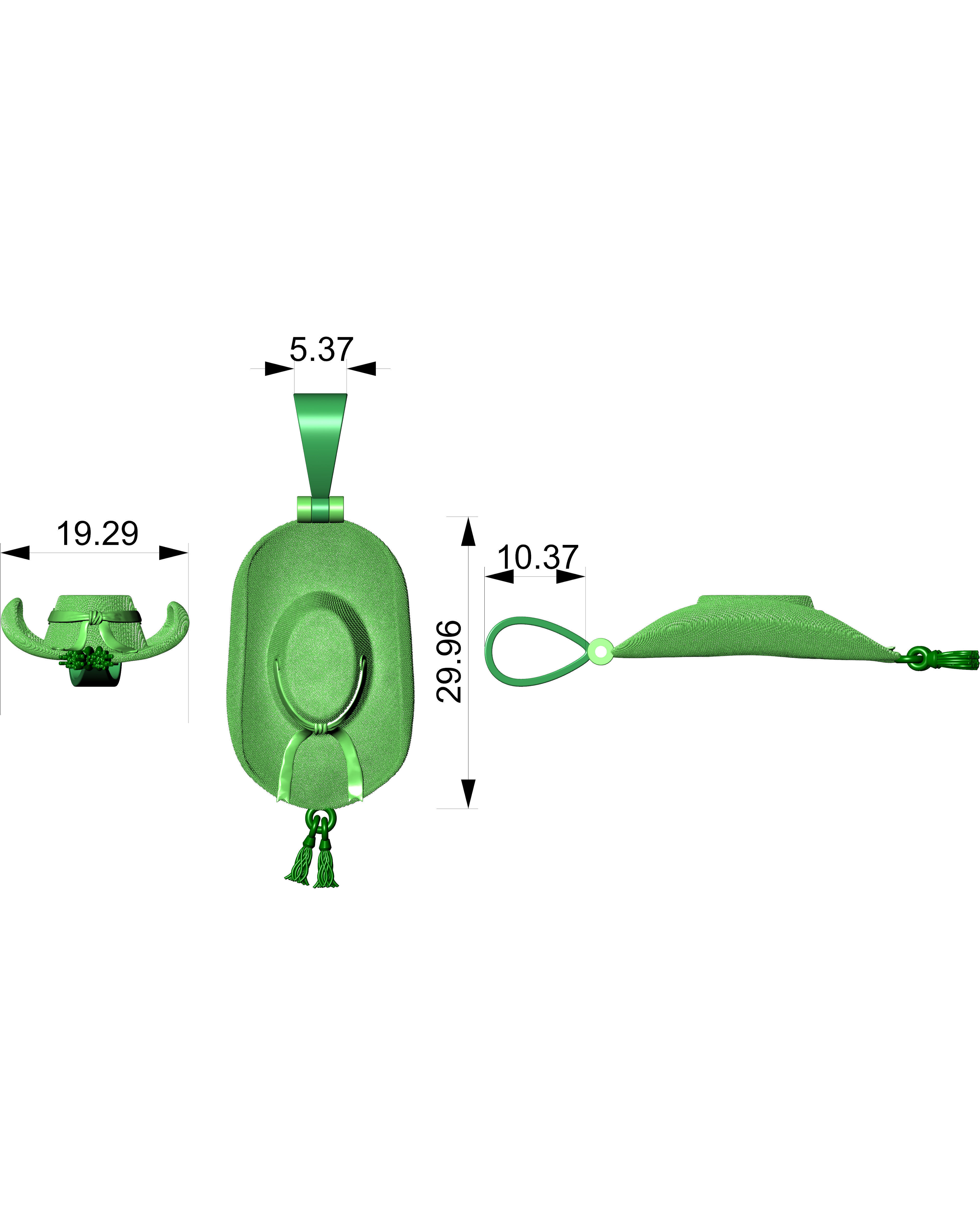 hat pendant 3D print model_2