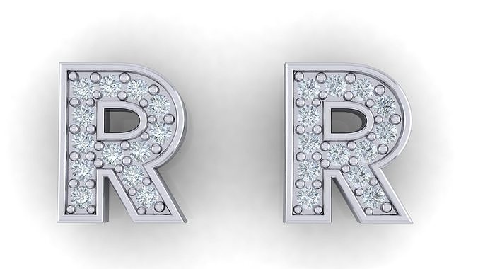 Alphabet Earrings letter R 3D print model