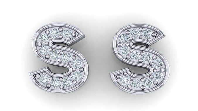 Alphabet Earrings letter S 3D print model