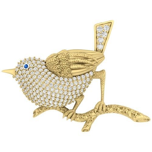 Sparrow Brooch 3D Model Jewelry CAD for 3D Printing 3D print model