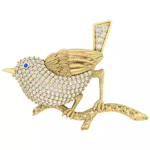 Sparrow Brooch 3D Model Jewelry CAD for 3D Printing