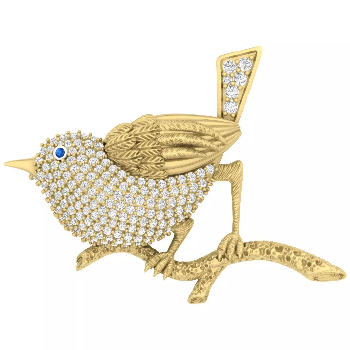 Sparrow Brooch 3D Model Jewelry CAD for 3D Printing 3D print model_0
