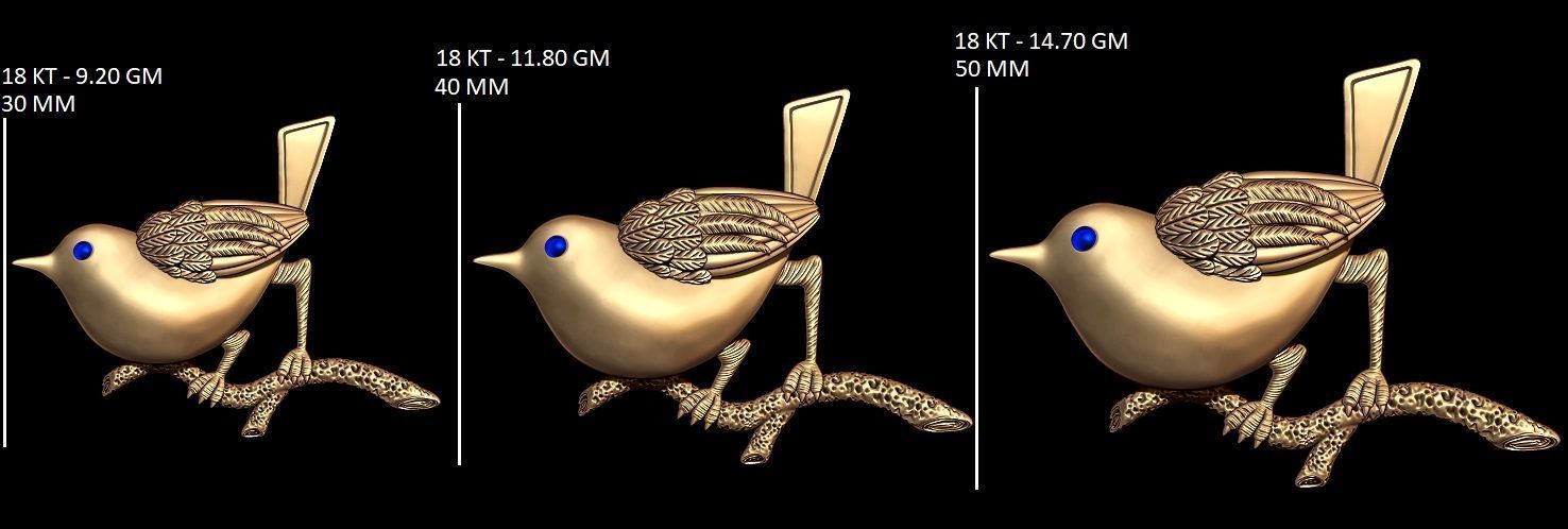 Sparrow Brooch 3D Model Jewelry CAD for 3D Printing 3D print model_7
