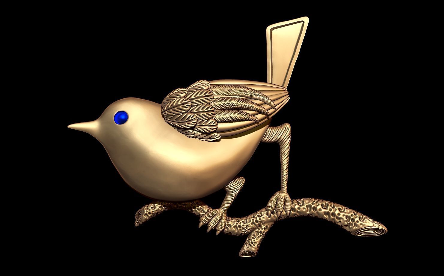 Sparrow Brooch 3D Model Jewelry CAD for 3D Printing 3D print model_3