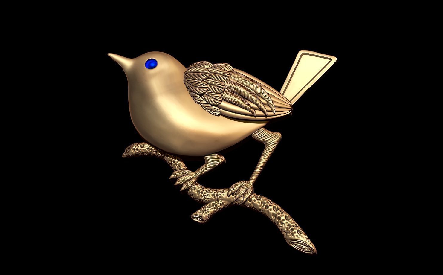 Sparrow Brooch 3D Model Jewelry CAD for 3D Printing 3D print model_6