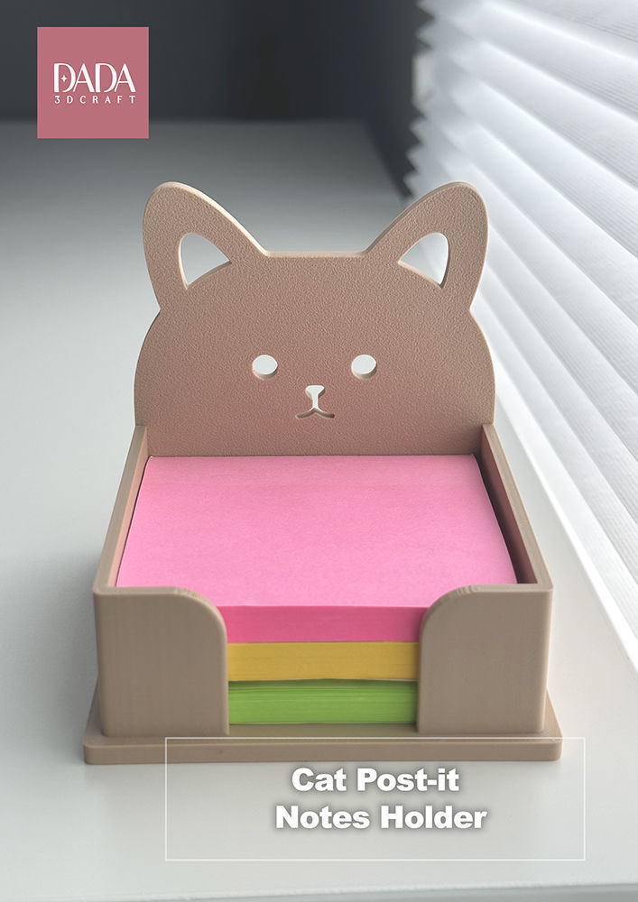 Cat Post-it Notes Holder 3D print model_2