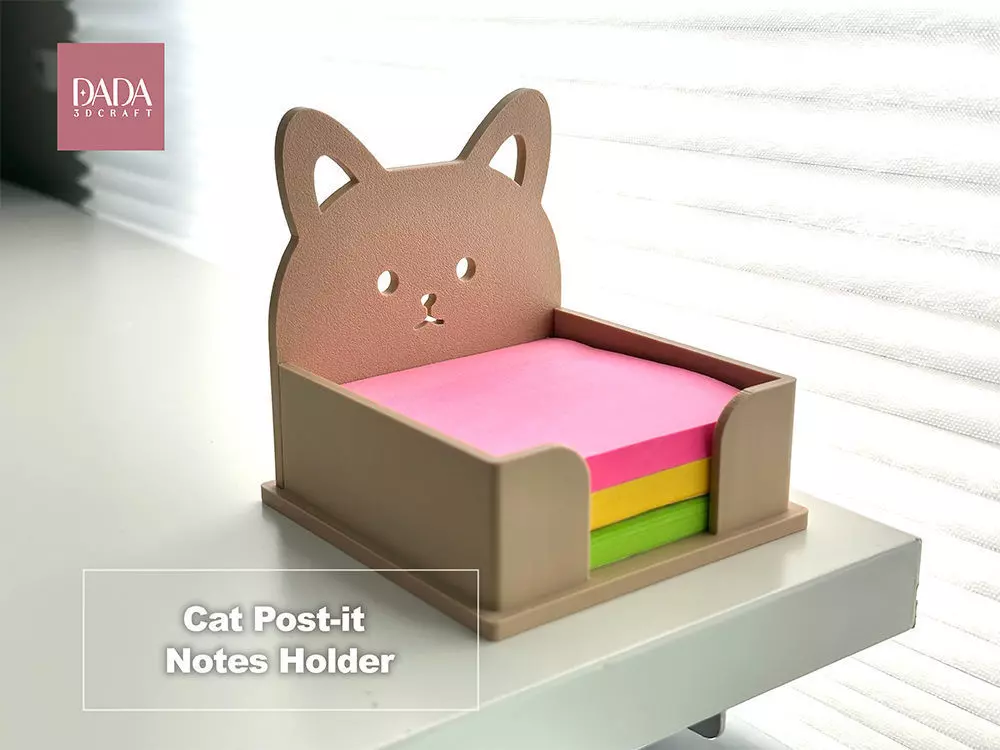 Cat Post-it Notes Holder 3D print model_0
