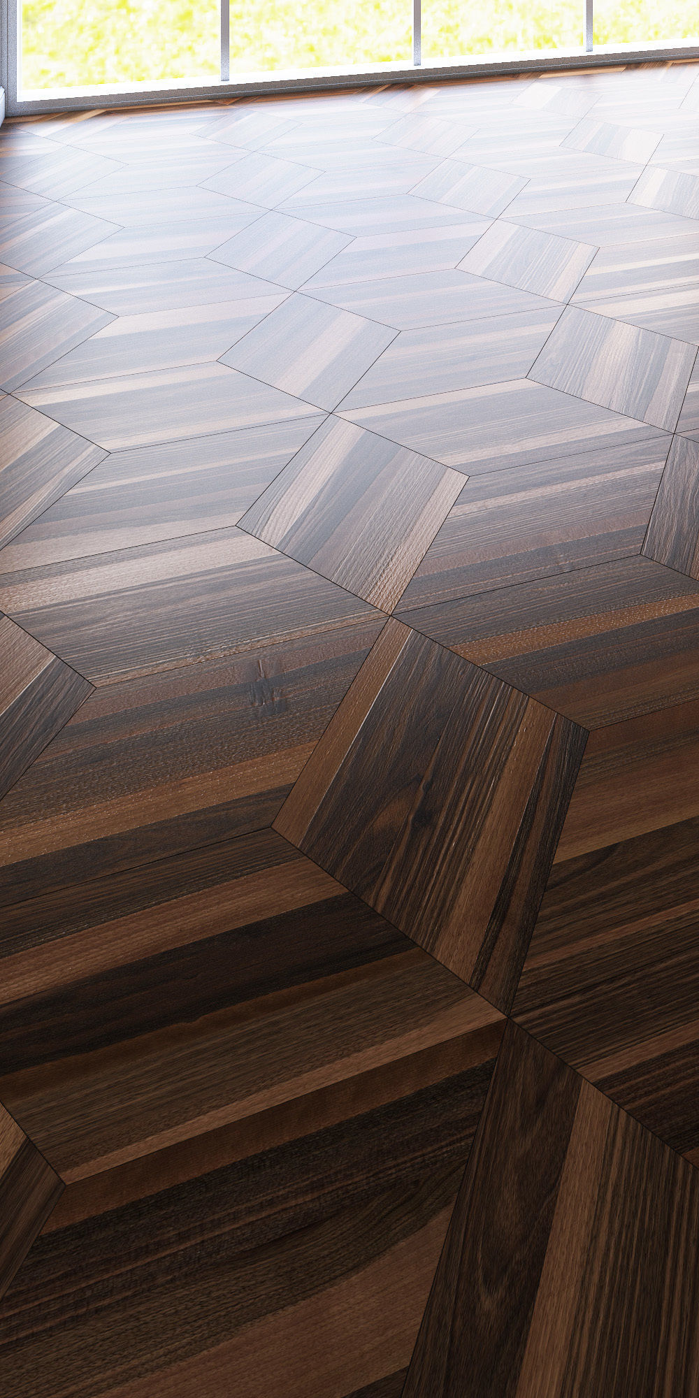 Parquet from hexagonal from rhombus Low-poly 3D model_1