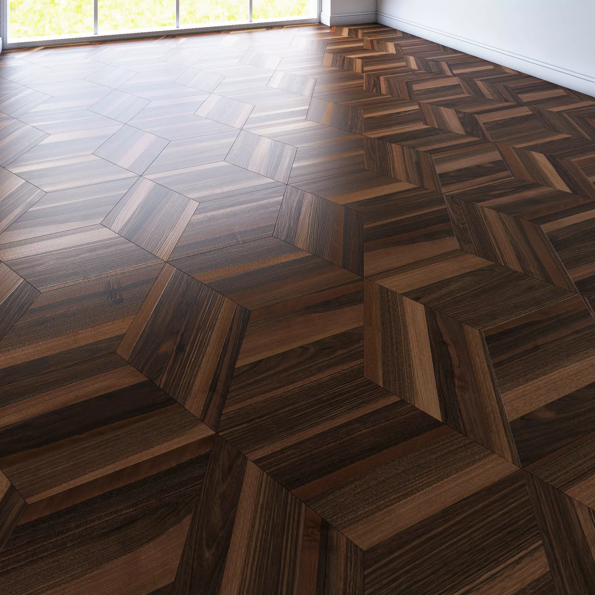 Parquet from hexagonal from rhombus Low-poly 3D model_0
